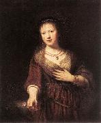 REMBRANDT Harmenszoon van Rijn Portrait of Saskia with a Flower China oil painting reproduction